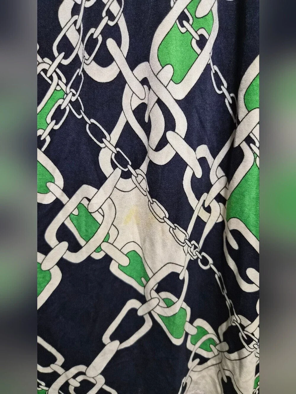 Tory Burch Chain Print 100% Silk Green Midi Dress Size Small